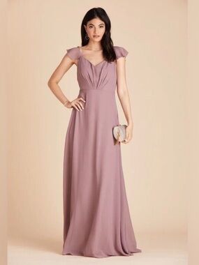Birdy Grey Dusty Mauve Flutter-Sleeve Maxi Dress